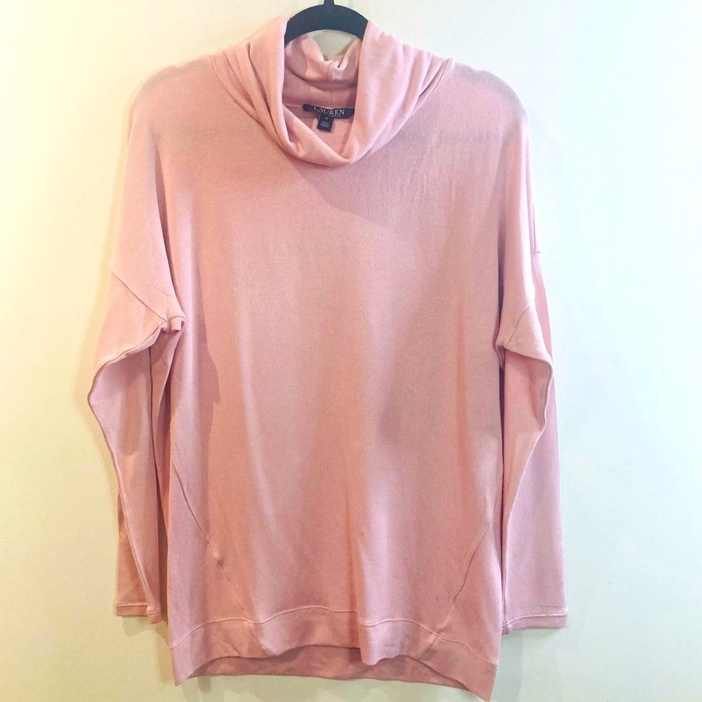 LAUREN RALPH LAUREN Sz M Super Soft Slouchy Neck Black Label Slinky Sweater